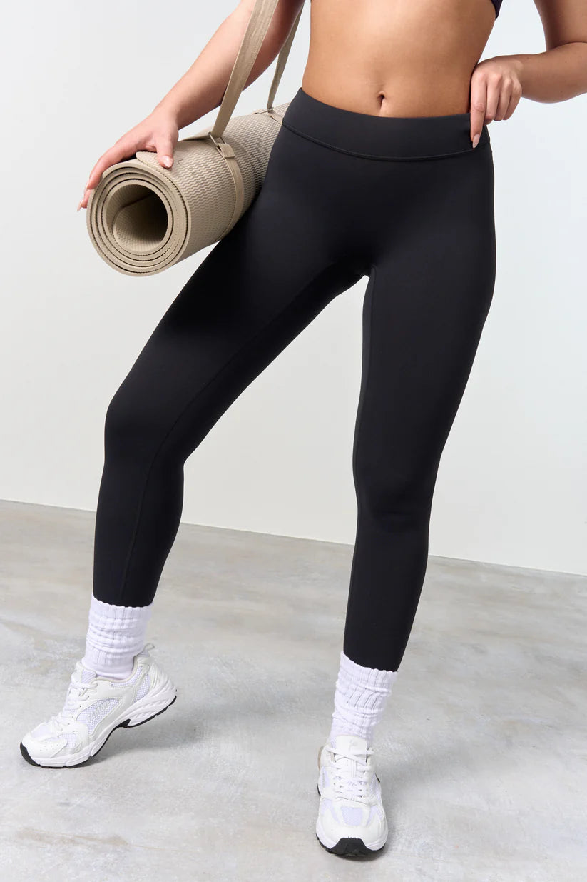 FAMME Mid Waist Softy Tights Svart