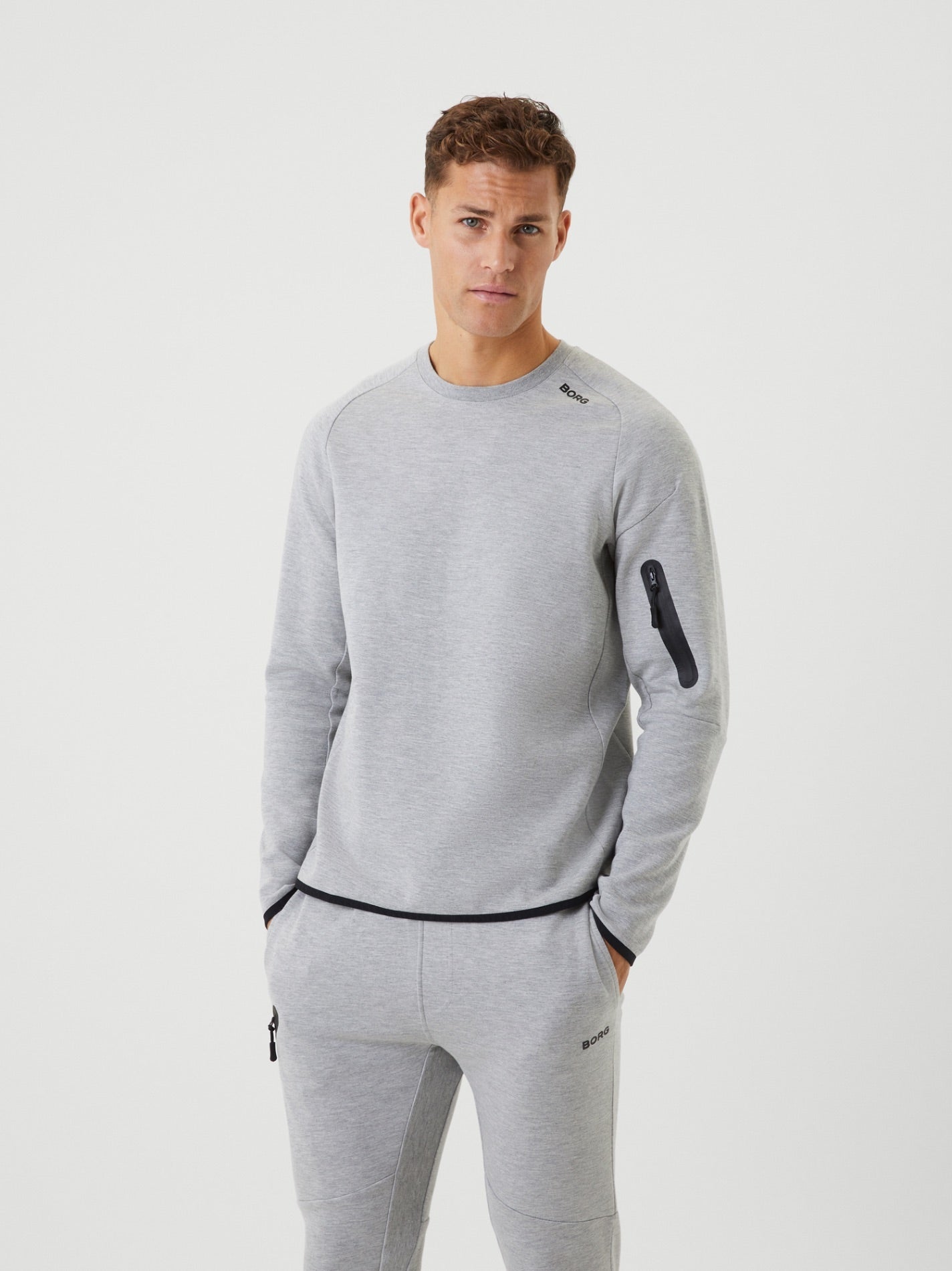 BJÖRN BORG Borg Tech Sweat Crew Light Grey Melange