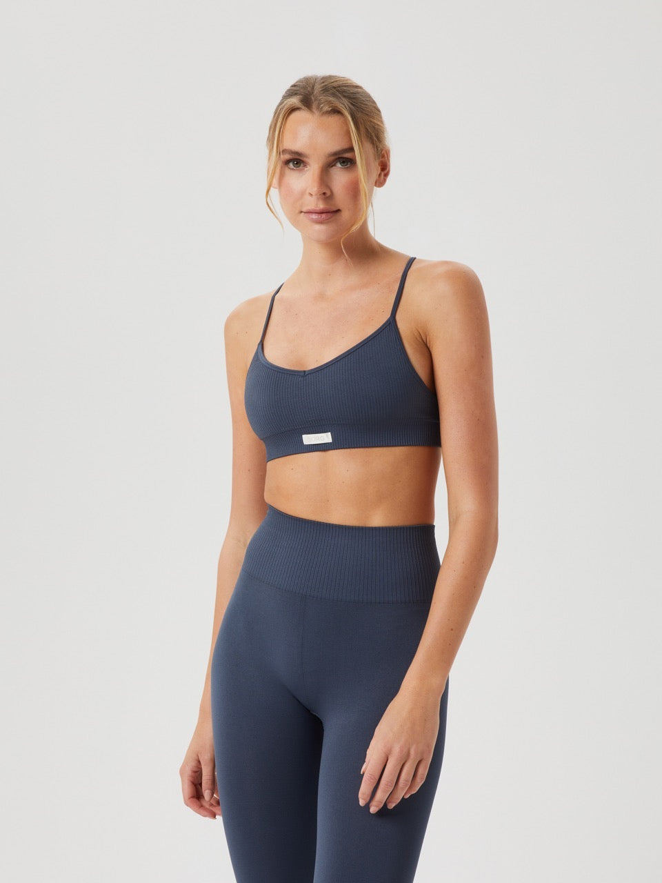 BJÖRN BORG Studio Seamless Ribbed Strap Bra Midnight Navy