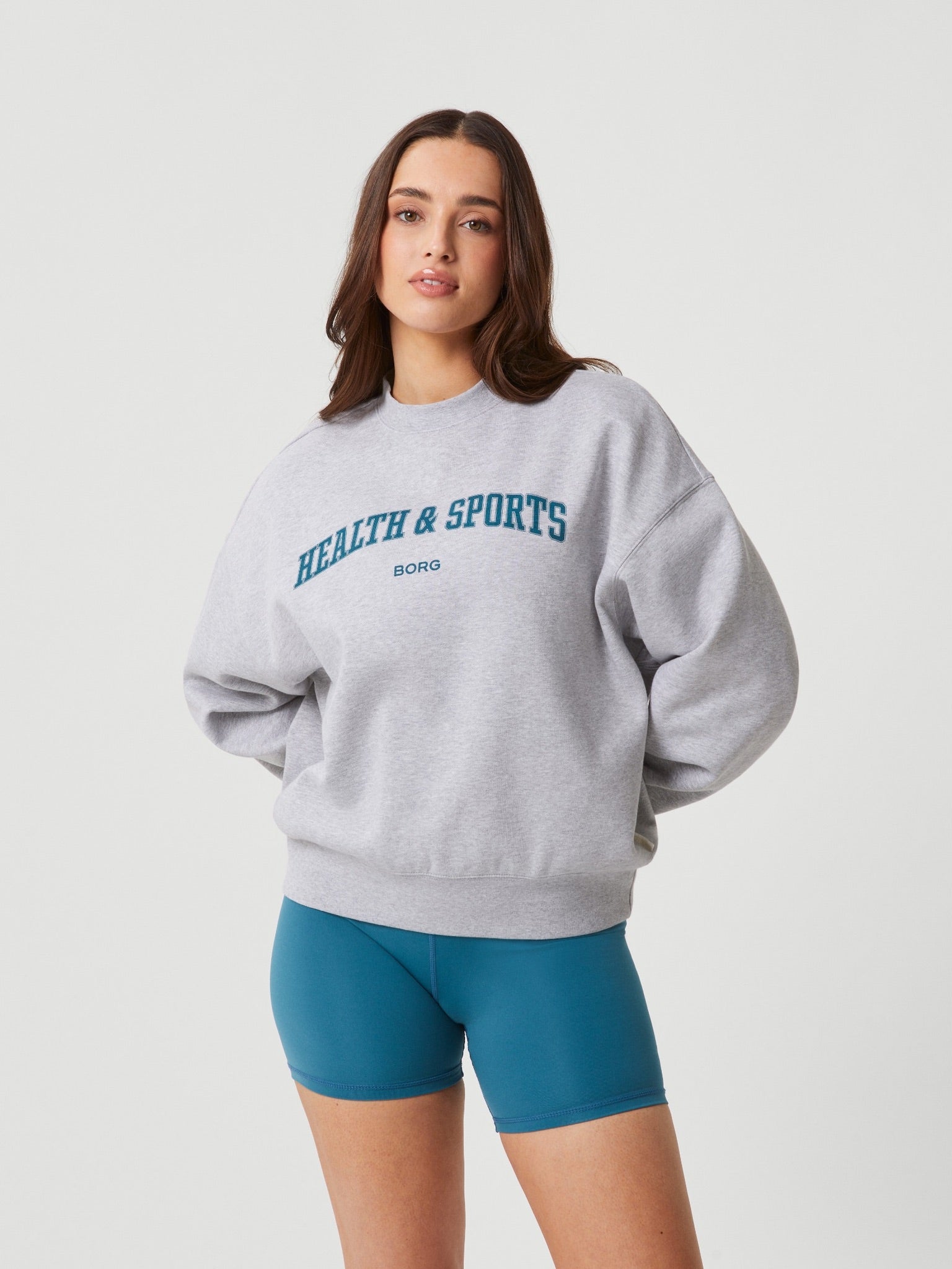 BJÖRN BORG Studio Oversized Crew Light Grey Melange