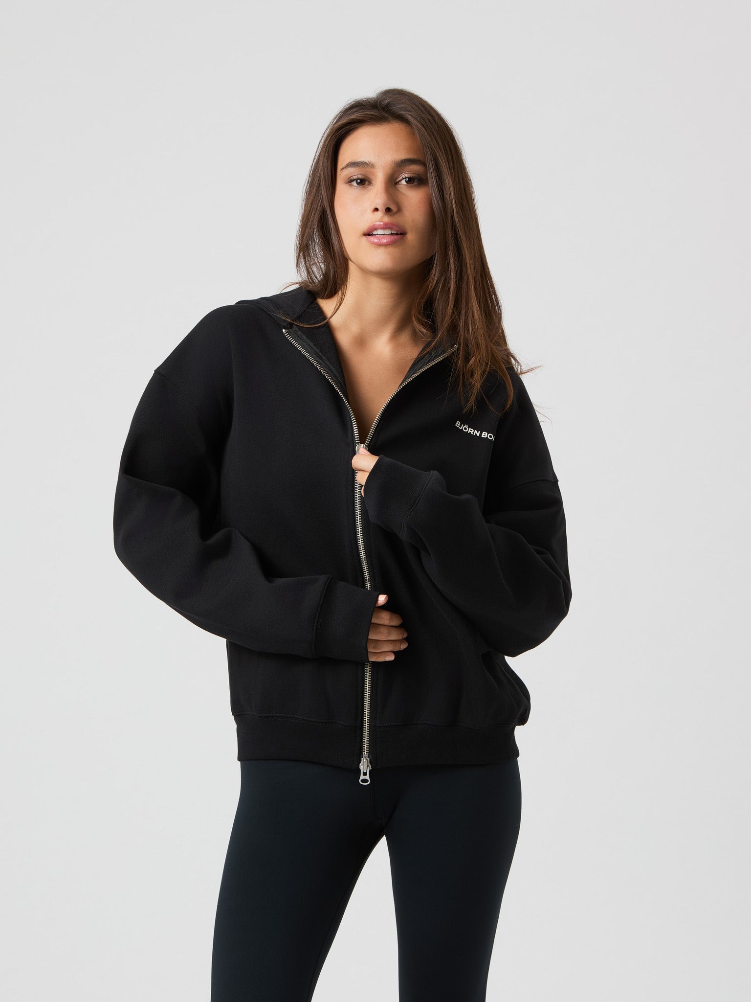 BJÖRN BORG Borg Oversized Zip Hoodie Black Beauty