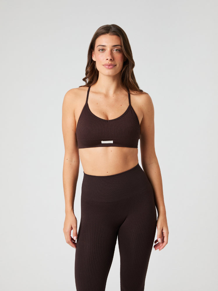 BJÖRN BORG Studio Seamless Ribbed Strap Bra Molé
