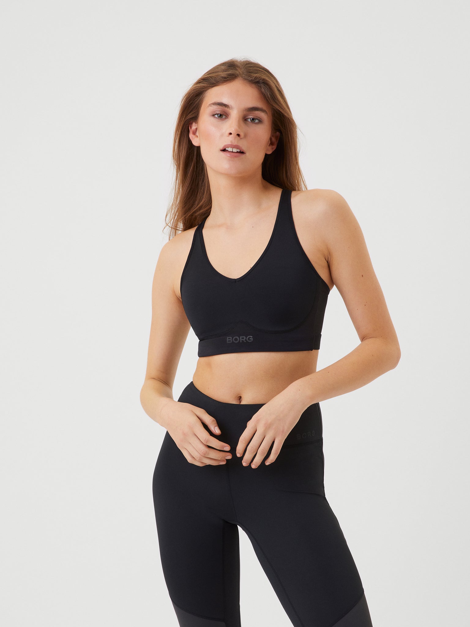 BJÖRN BORG Borg Mid V Support Sports Bra Black Beauty