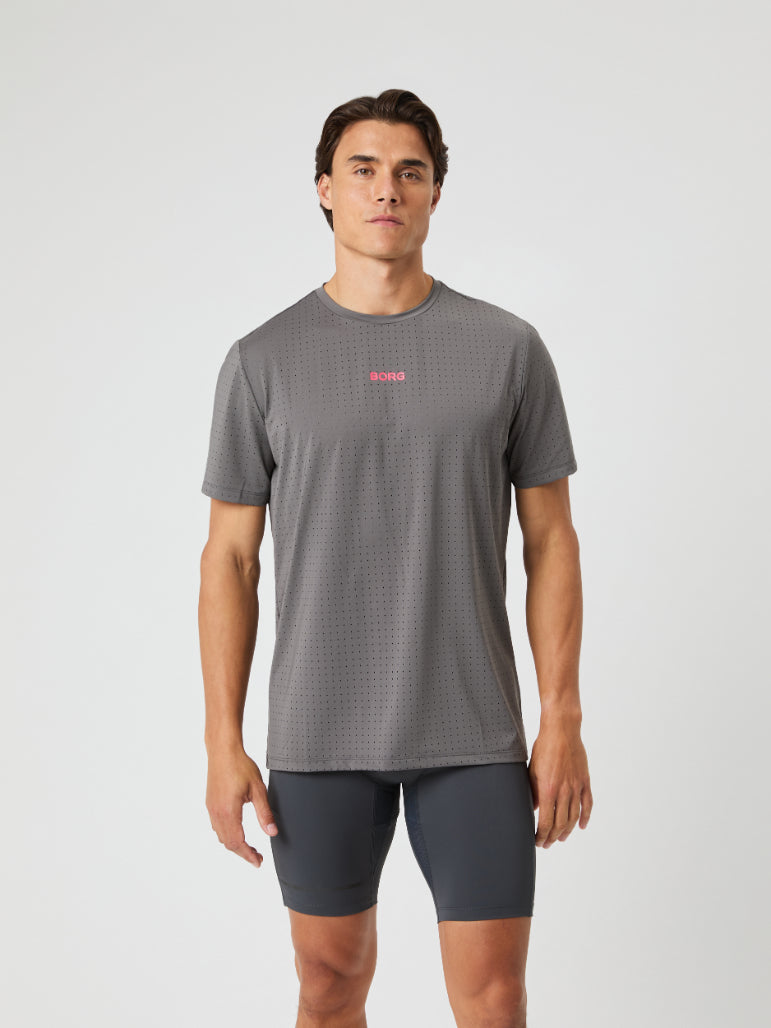 BJÖRN BORG Borg Performance Perforated T-shirt Granite Gray