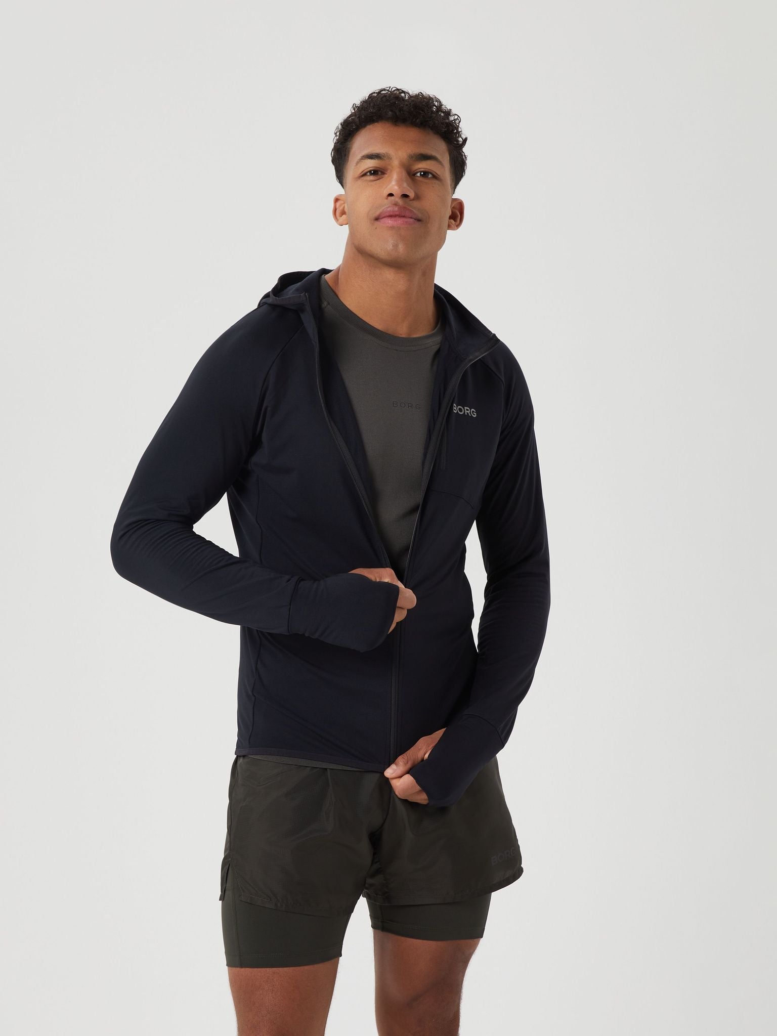 BJÖRN BORG Borg Running Mid Layer Hood Black Beauty