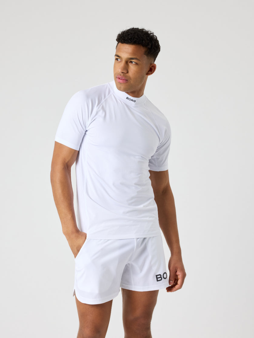 BJÖRN BORG Borg Mock Neck T-shirt Brilliant White