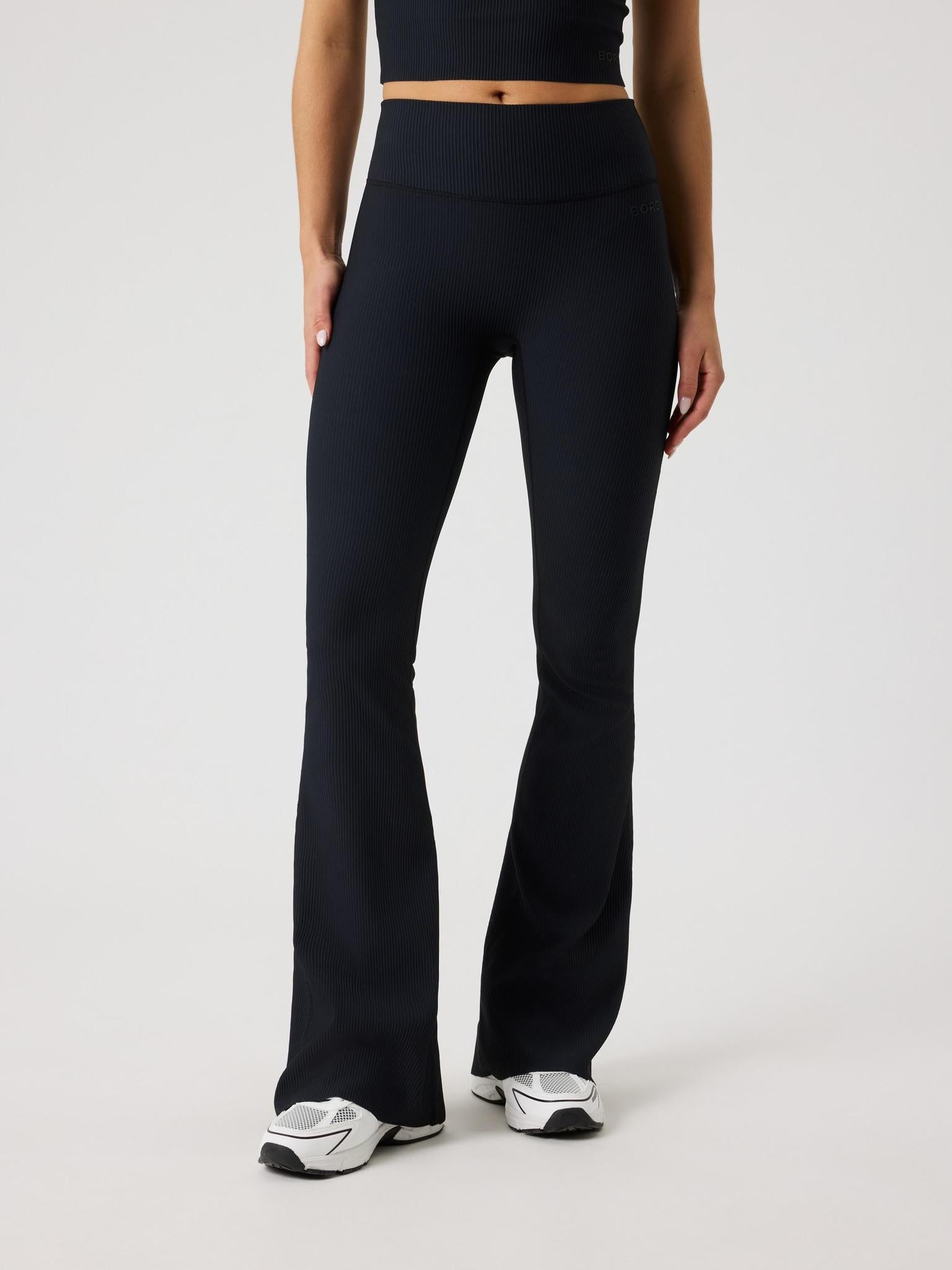 BJÖRN BORG Studio Ribbed Flare Tights Regular Black Beauty