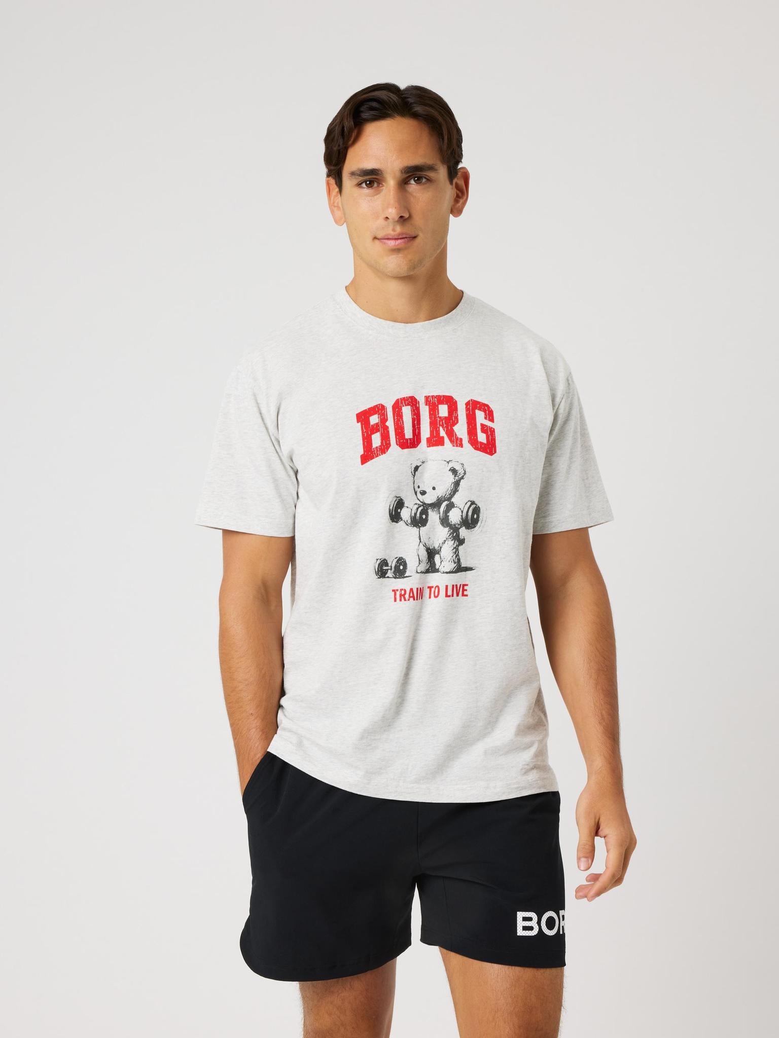 BJÖRN BORG Borg Classic Print T-shirt Ultra Light Grey Melange