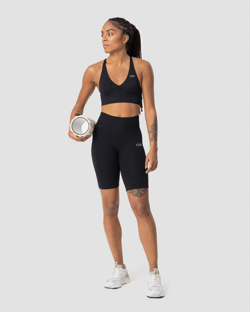 ICIW Ribbed Define Seamless Biker Shorts Black