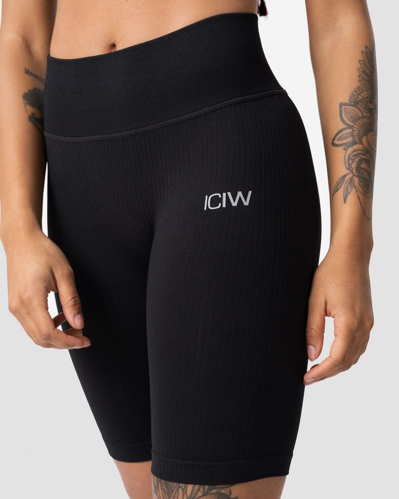 ICIW Ribbed Define Seamless Biker Shorts Black