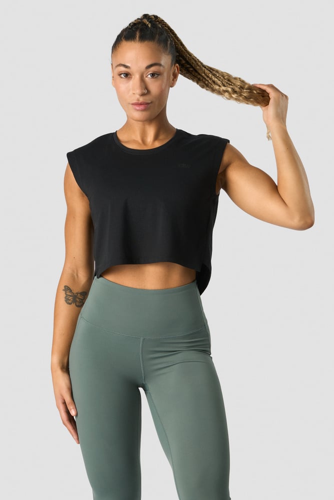 ICIW Stride Cropped Tank Wmn Black