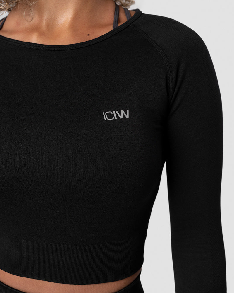 ICIW Define Seamless LS Crop Top Wmn Black