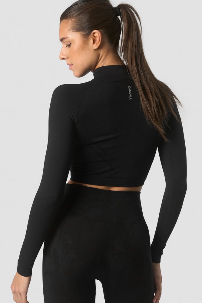 ICIW Define Seamless Cropped 1/4 Zip Black