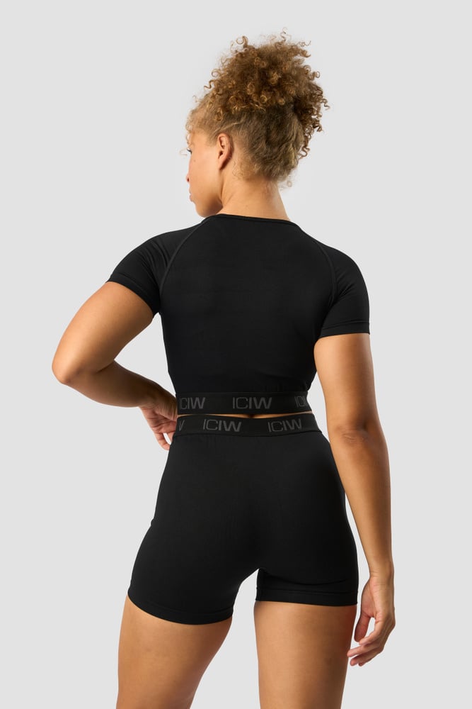 ICIW Define Seamless Logo T-shirt Crop Top Black