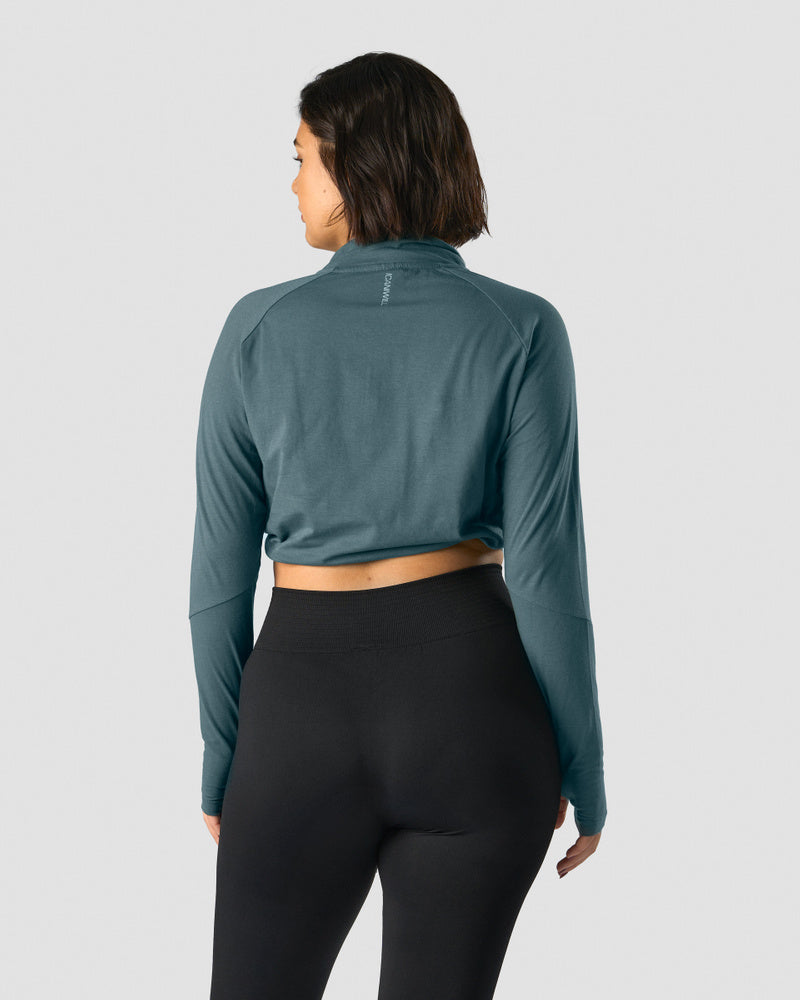 ICIW Define Cropped 1/4 Zip Adjustable Jungle Green