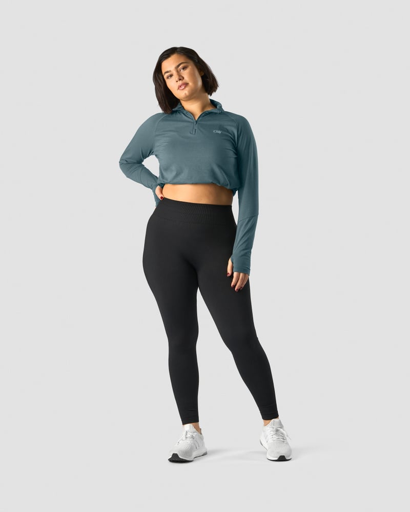 ICIW Define Cropped 1/4 Zip Adjustable Jungle Green