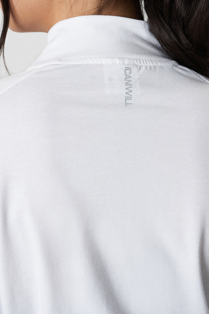 ICIW Define Cropped 1/4 Zip Adjustable White