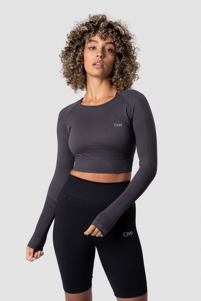 ICIW Define Seamless LS Crop Top Graphite Wmn