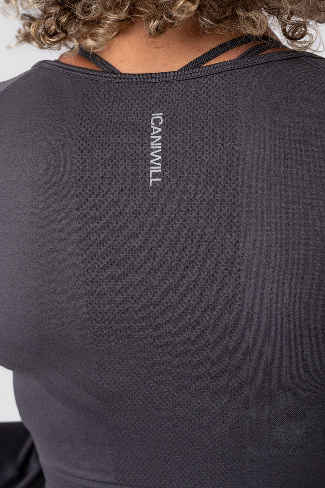 ICIW Define Seamless LS Crop Top Graphite Wmn