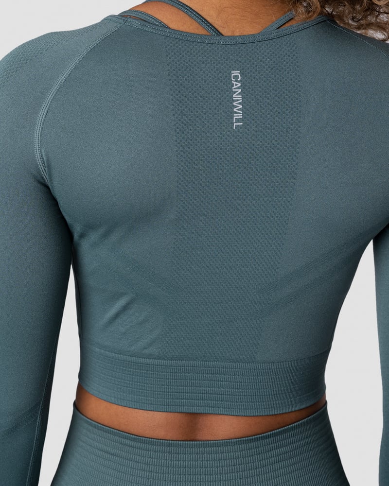 ICIW Define Seamless LS Crop Top Jungle Green Wmn