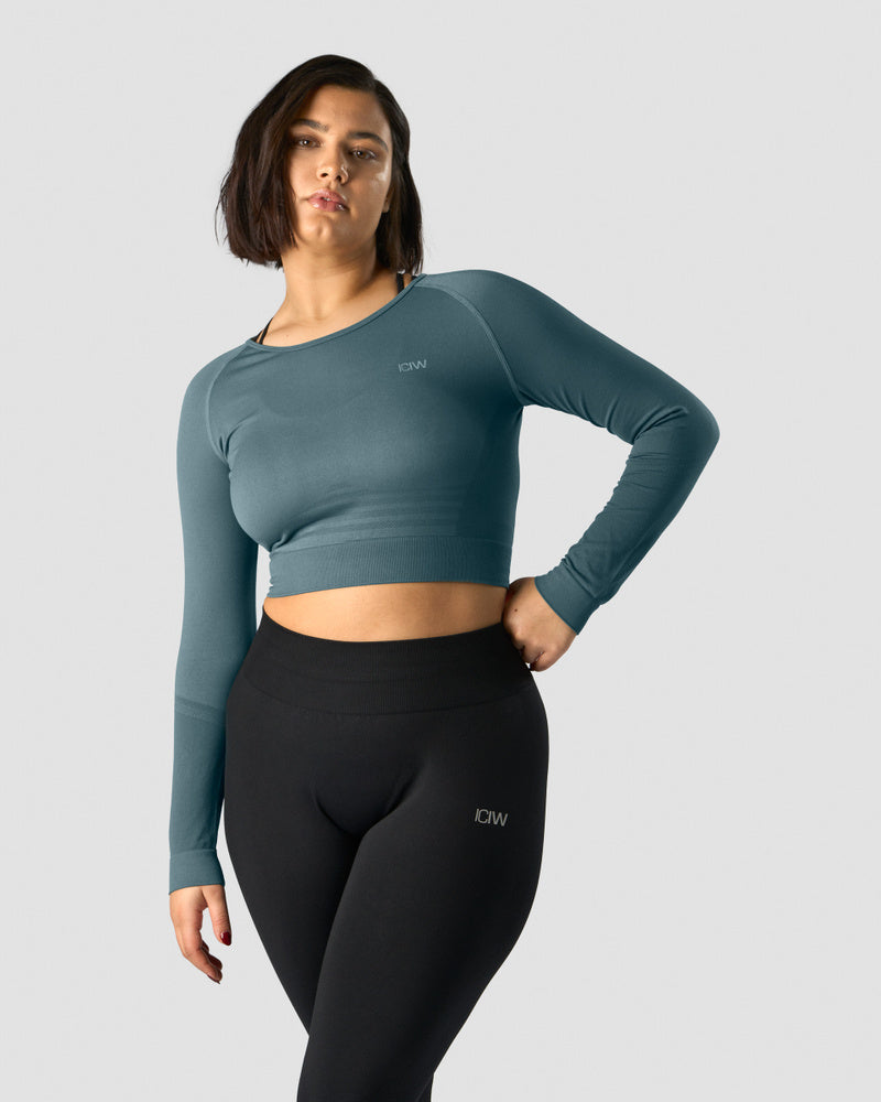 ICIW Define Seamless LS Crop Top Jungle Green Wmn