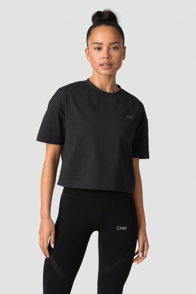 ICIW Everyday Cotton Cropped T-shirt Black