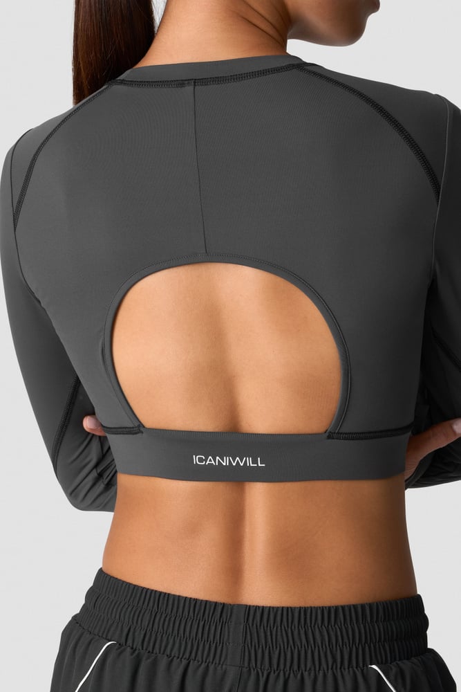 ICIW Contrast Cropped Long Sleeve Dark Grey