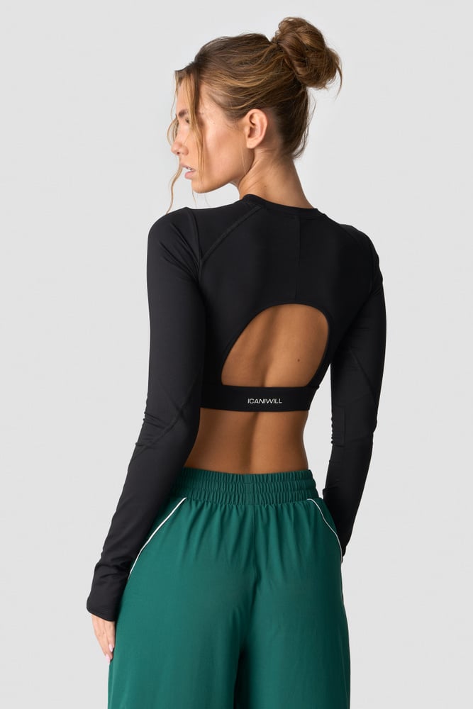 ICIW Contrast Cropped Long Sleeve Black