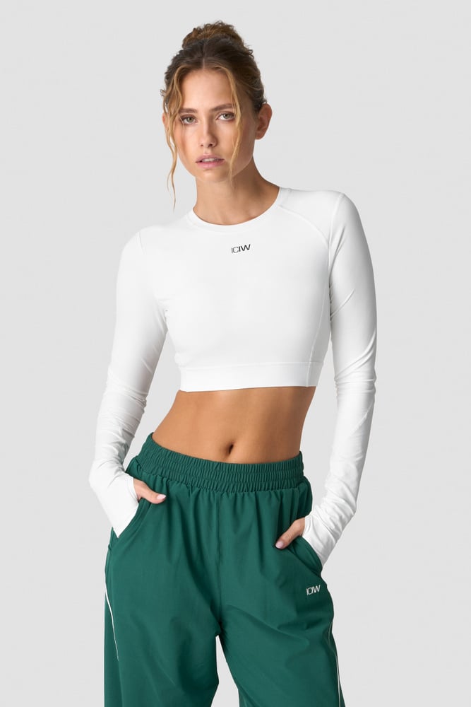 ICIW Contrast Cropped Long Sleeve White