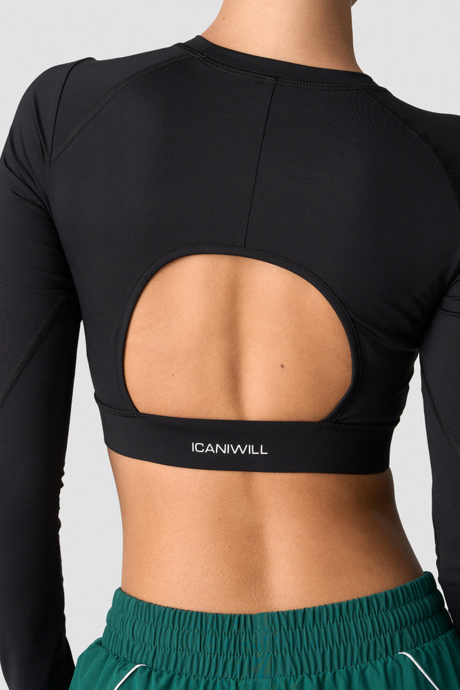 ICIW Contrast Cropped Long Sleeve Black