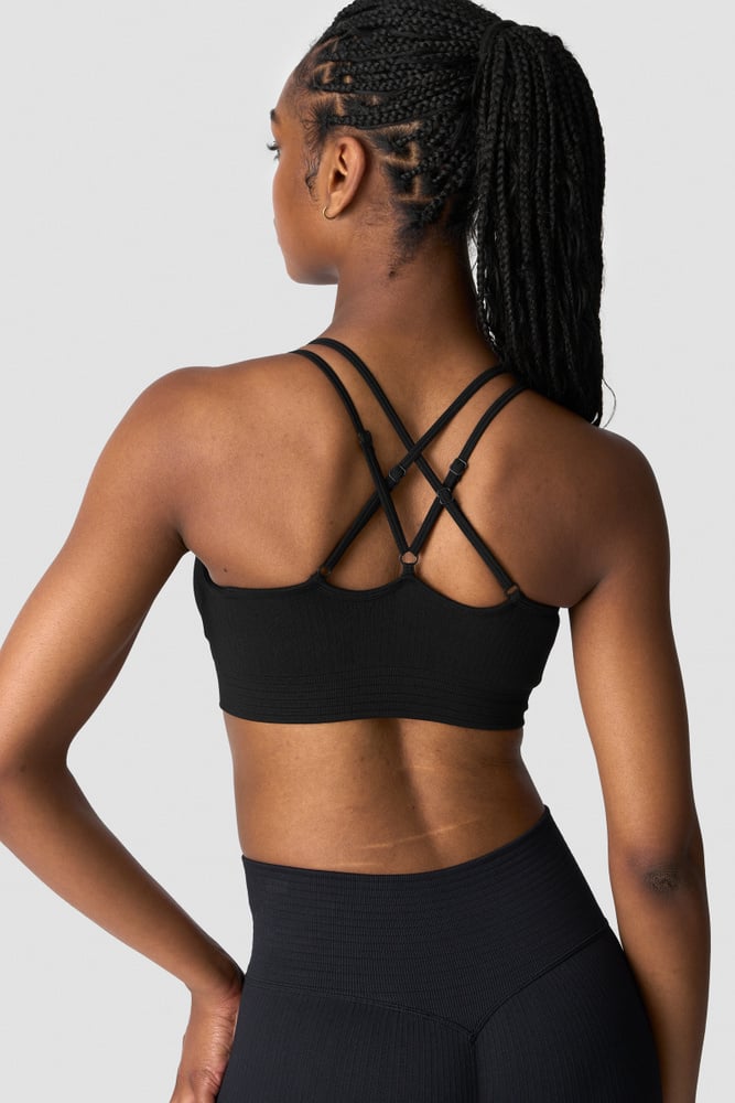 ICIW Ribbed Define Seamless V-neck Sports Bra Black