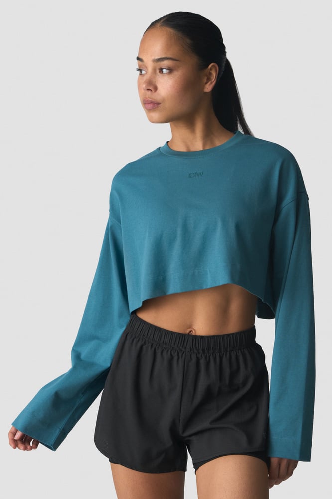 ICIW Everyday Relaxed Cropped Long Sleeve Light Faded Teal
