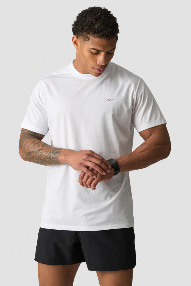 ICIW Essential Dri-Release Printed T-Shirt White