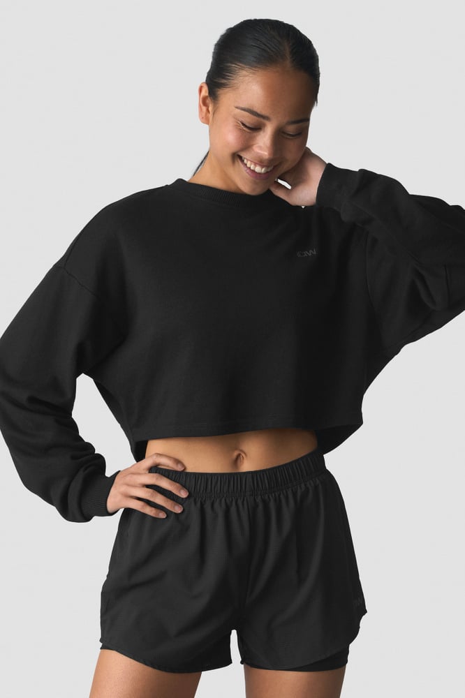 ICIW Everyday Unbrushed Cropped Crewneck Black