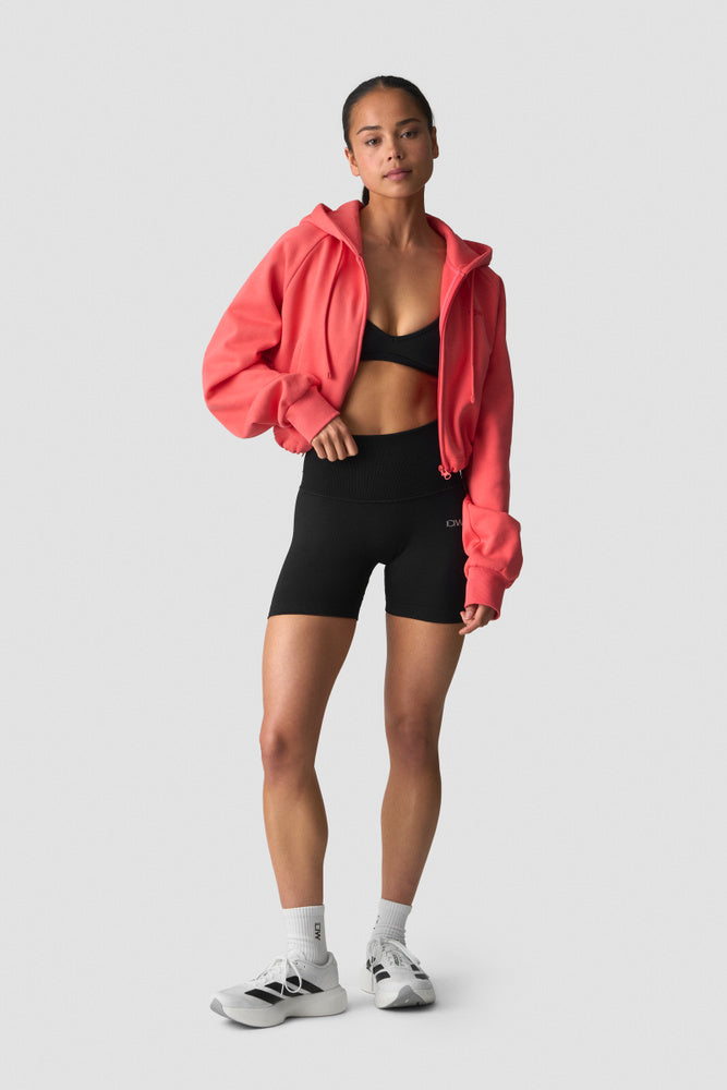 ICIW Everyday Cropped Zip Hoodie Dark Pink Peach
