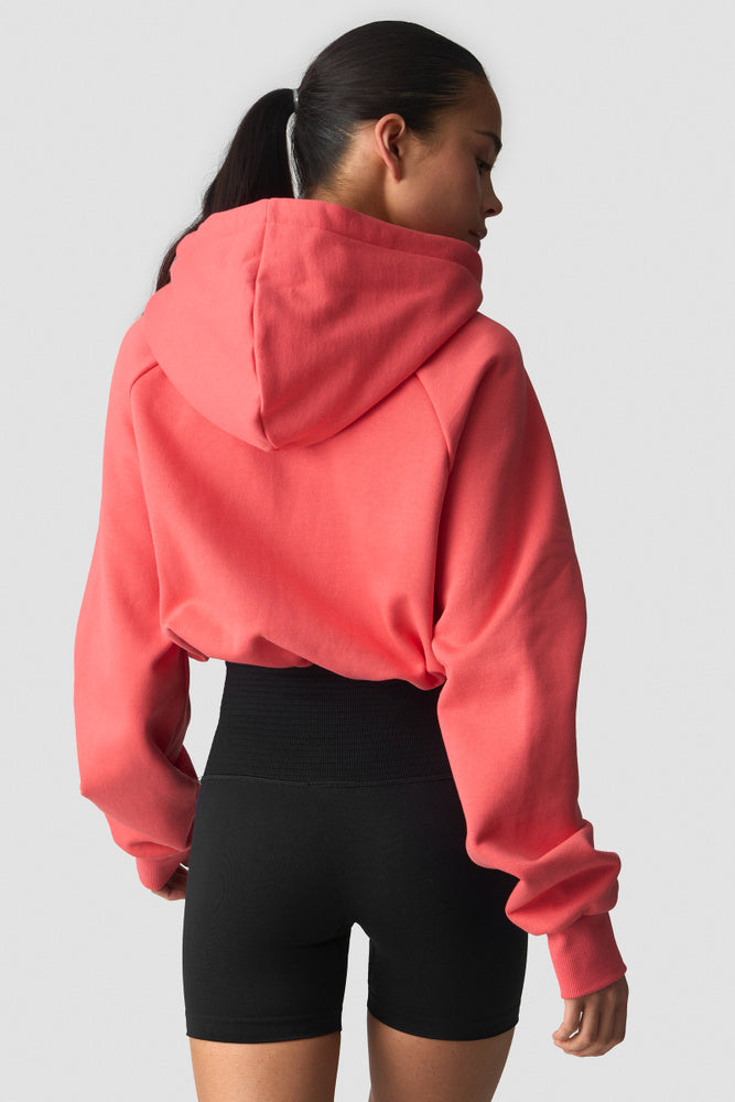 ICIW Everyday Cropped Zip Hoodie Dark Pink Peach