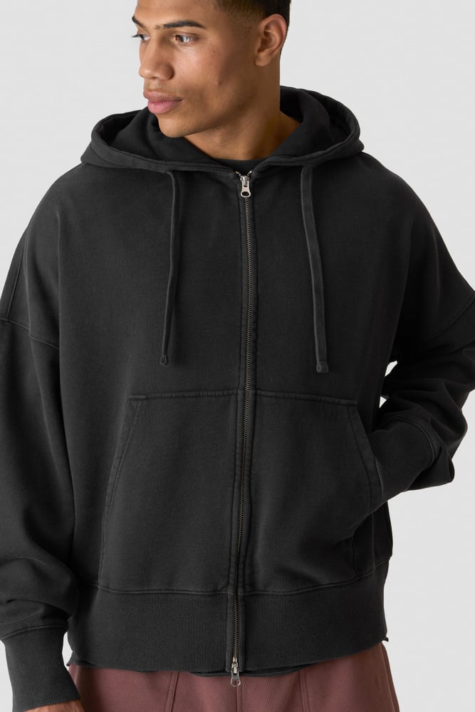 ICIW Stonewashed Zipped Hoodie Black