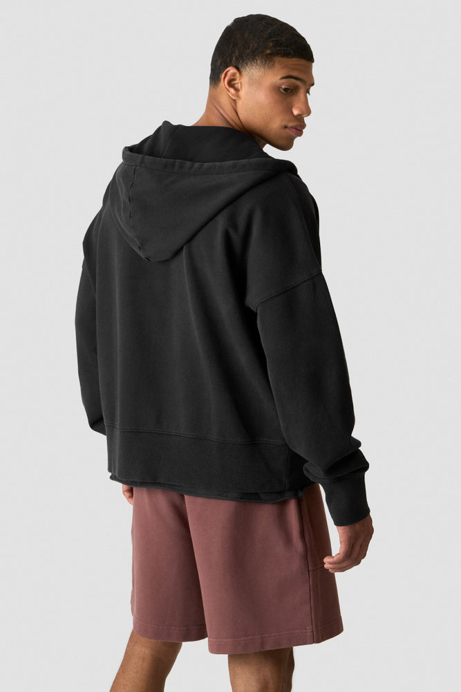 ICIW Stonewashed Zipped Hoodie Black