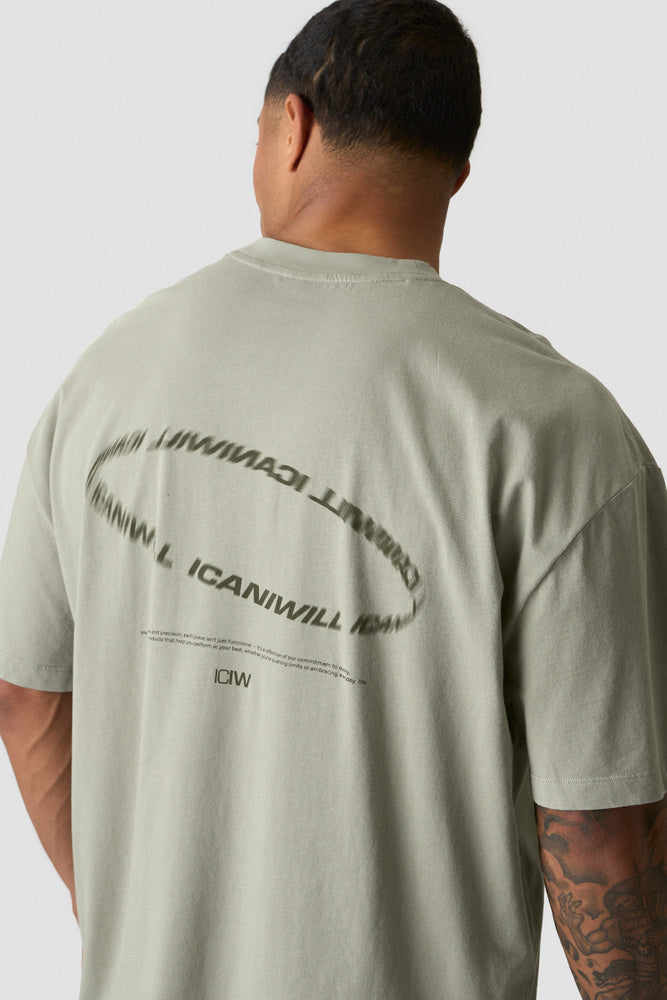 ICIW Stonewashed T-Shirt Print M Light Khaki Green