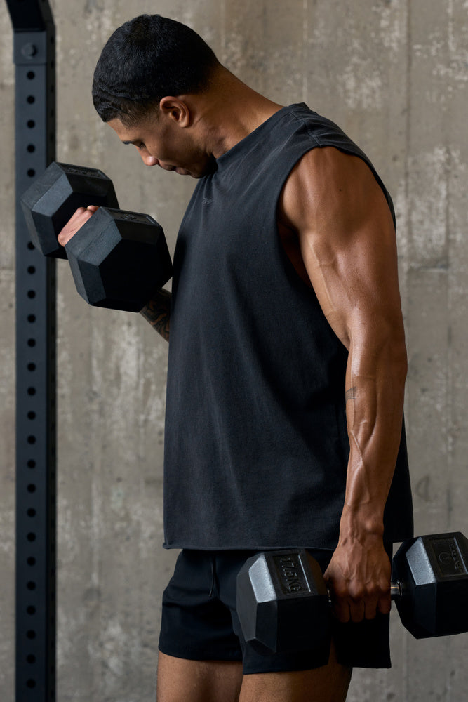ICIW Stonewashed Tank Print M Black