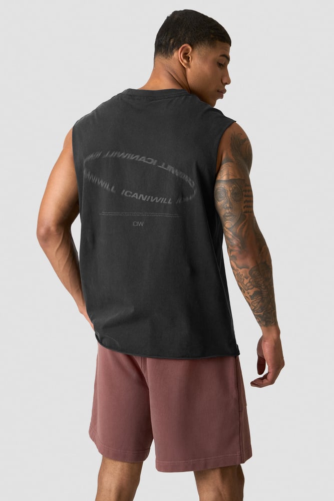 ICIW Stonewashed Tank Print M Black