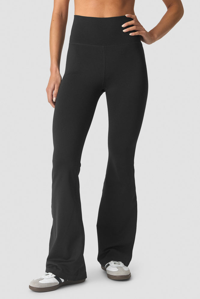 ICIW Essence Seamless Fold Over Flared Pants W Black