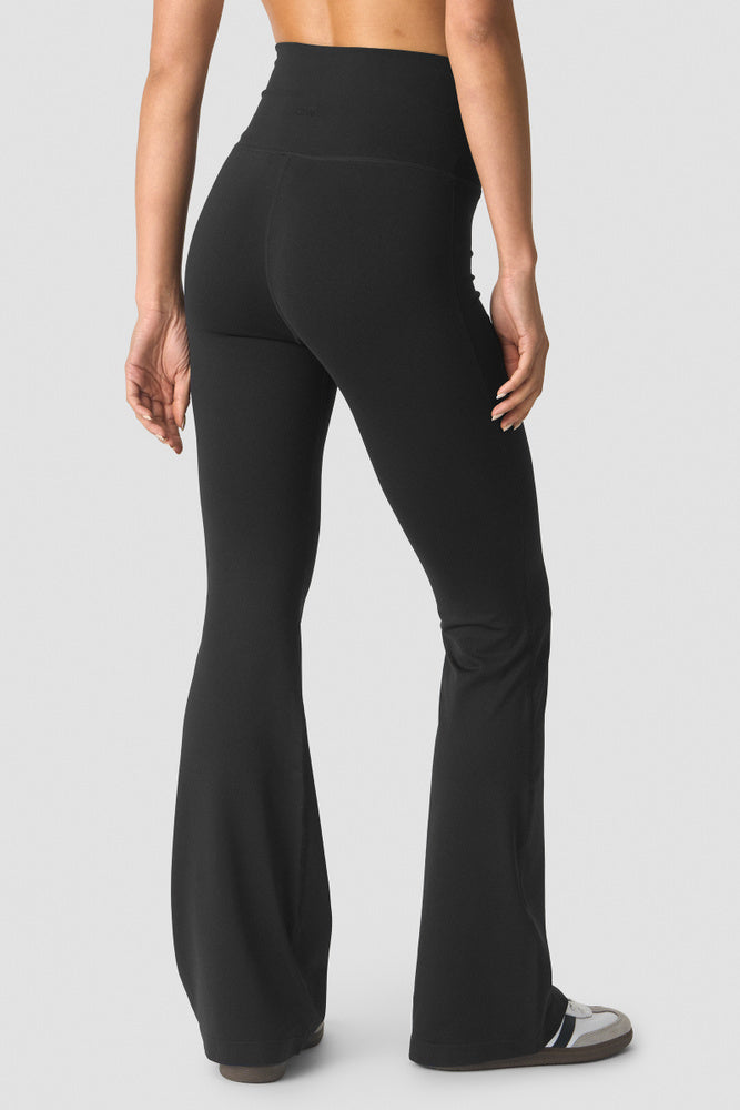 ICIW Essence Seamless Fold Over Flared Pants W Black