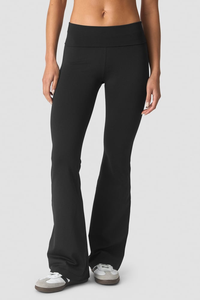 ICIW Essence Seamless Fold Over Flared Pants W Black