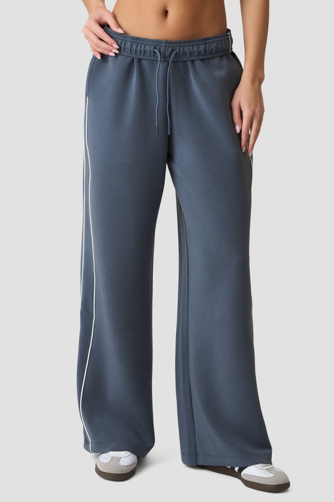 ICIW Contrast Straight Leg Pants Misty Blue