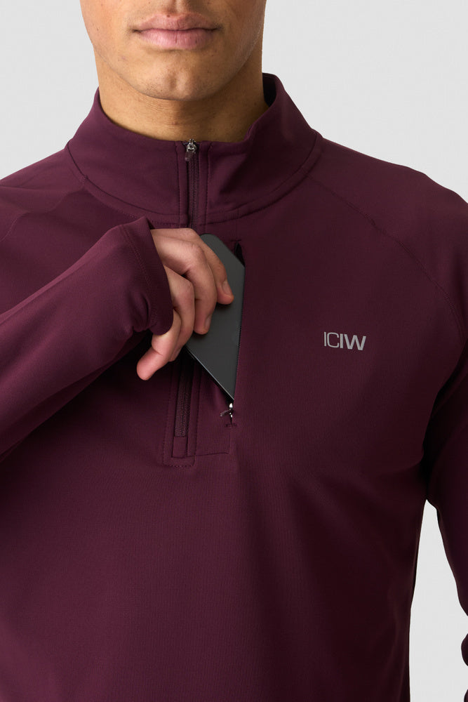 ICIW Mirage 1/4 Zip Midlayer Long Sleeve Maroon Red