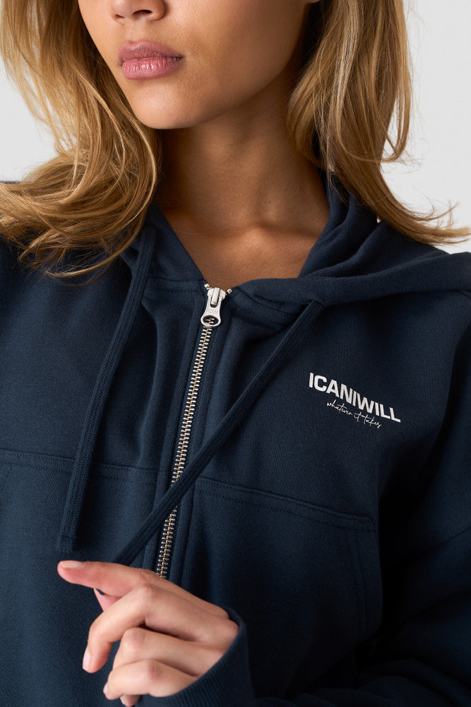 ICIW Everyday Terry Cropped Hoodie Midnight Blue