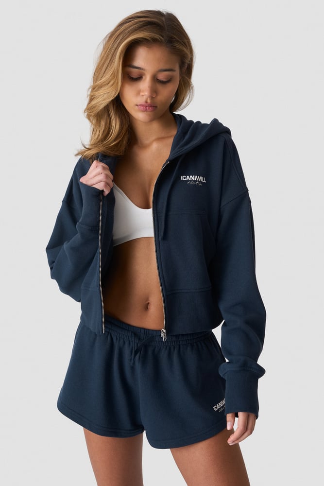 ICIW Everyday Terry Cropped Hoodie Midnight Blue