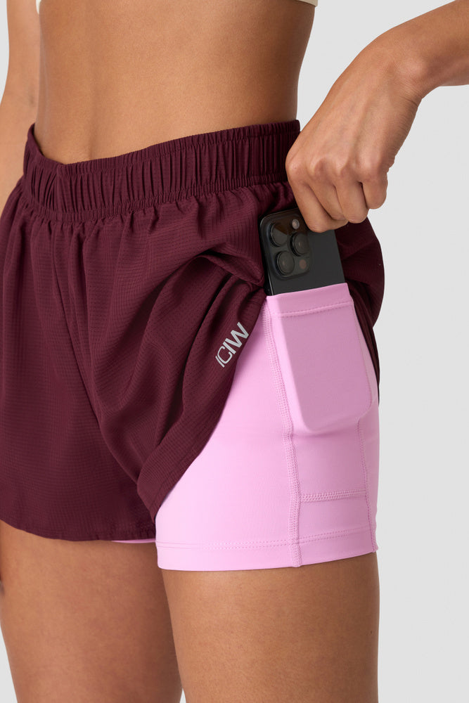 ICIW Mirage 2-in-1 Shorts Dark Mahogany
