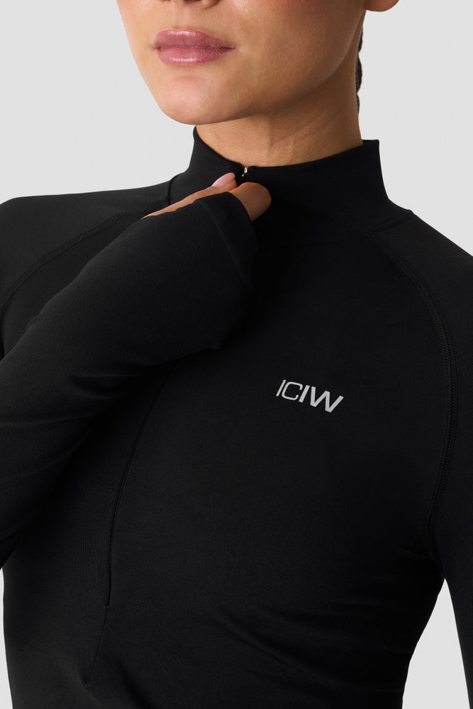 ICIW Smooth Seamless 1/2 Zip LS Black